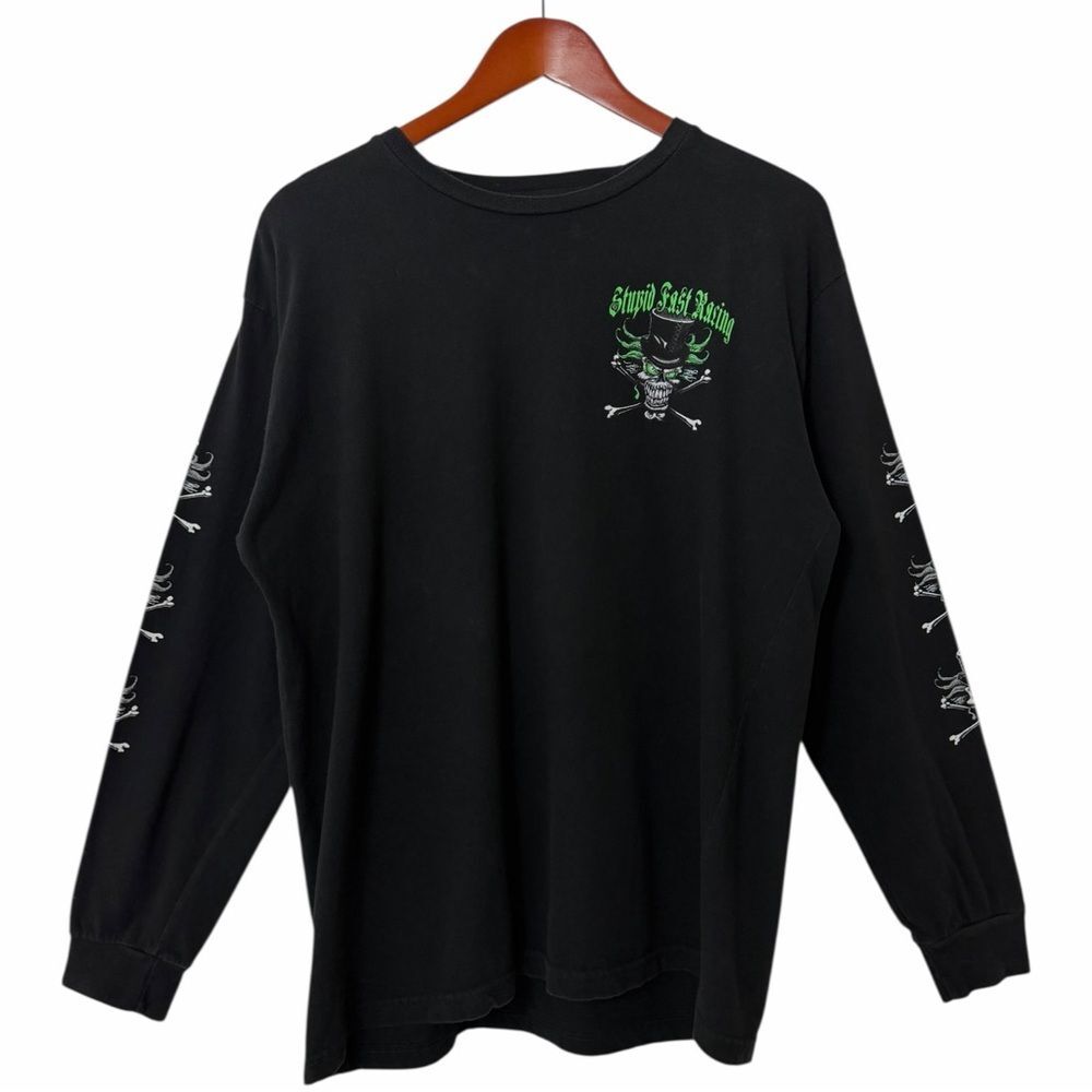 Vintage Vibe Stupid Fast Racing Voodoo Skull Long Sleeve Hit Graphic Large - Picture 2 of 7